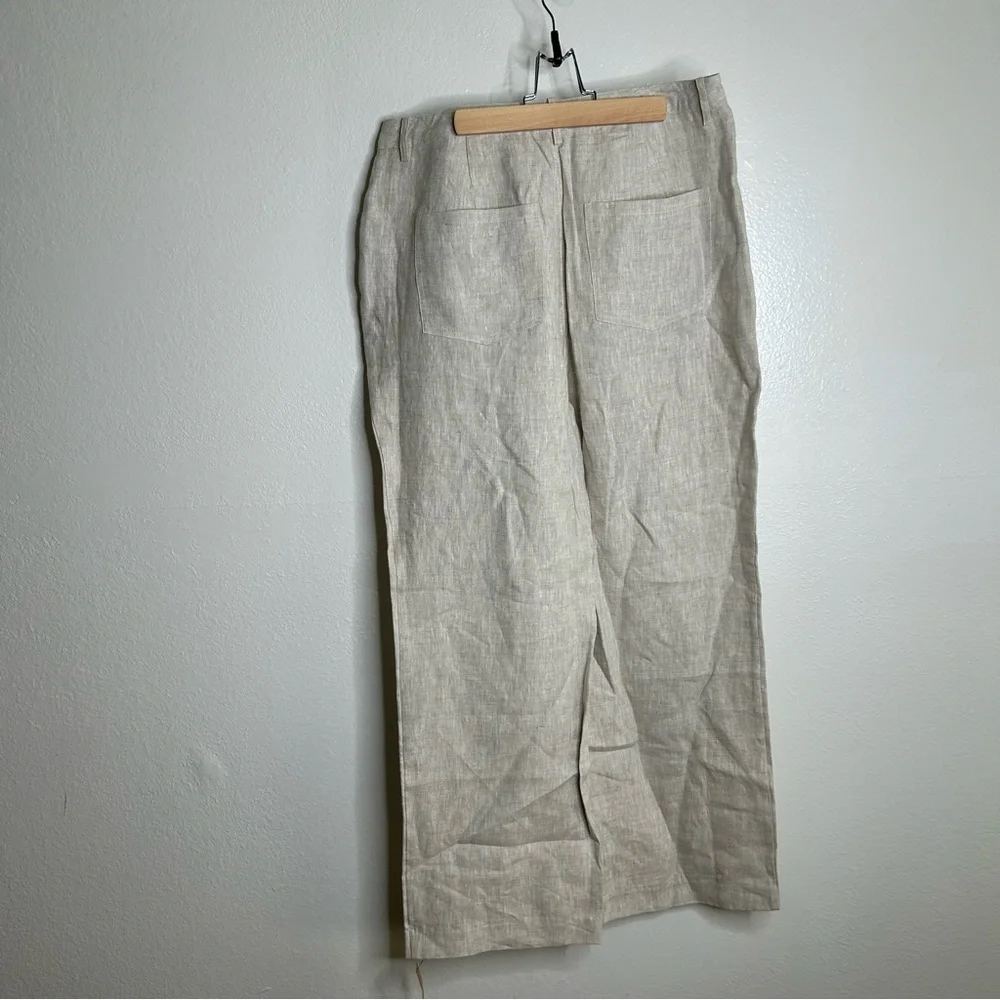 NWT NEW Reformation 100% Linen Freddie Straight Leg Trouser Pant in Oatmeal